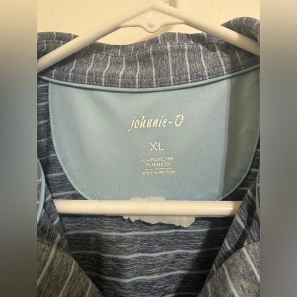Johnnie O Polo Shirt Mens XL Blue Stripe - Picture 3 of 4
